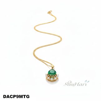 Elegant Green Stone One Gram Gold Plated Pendant Chain (DACP9MTG)